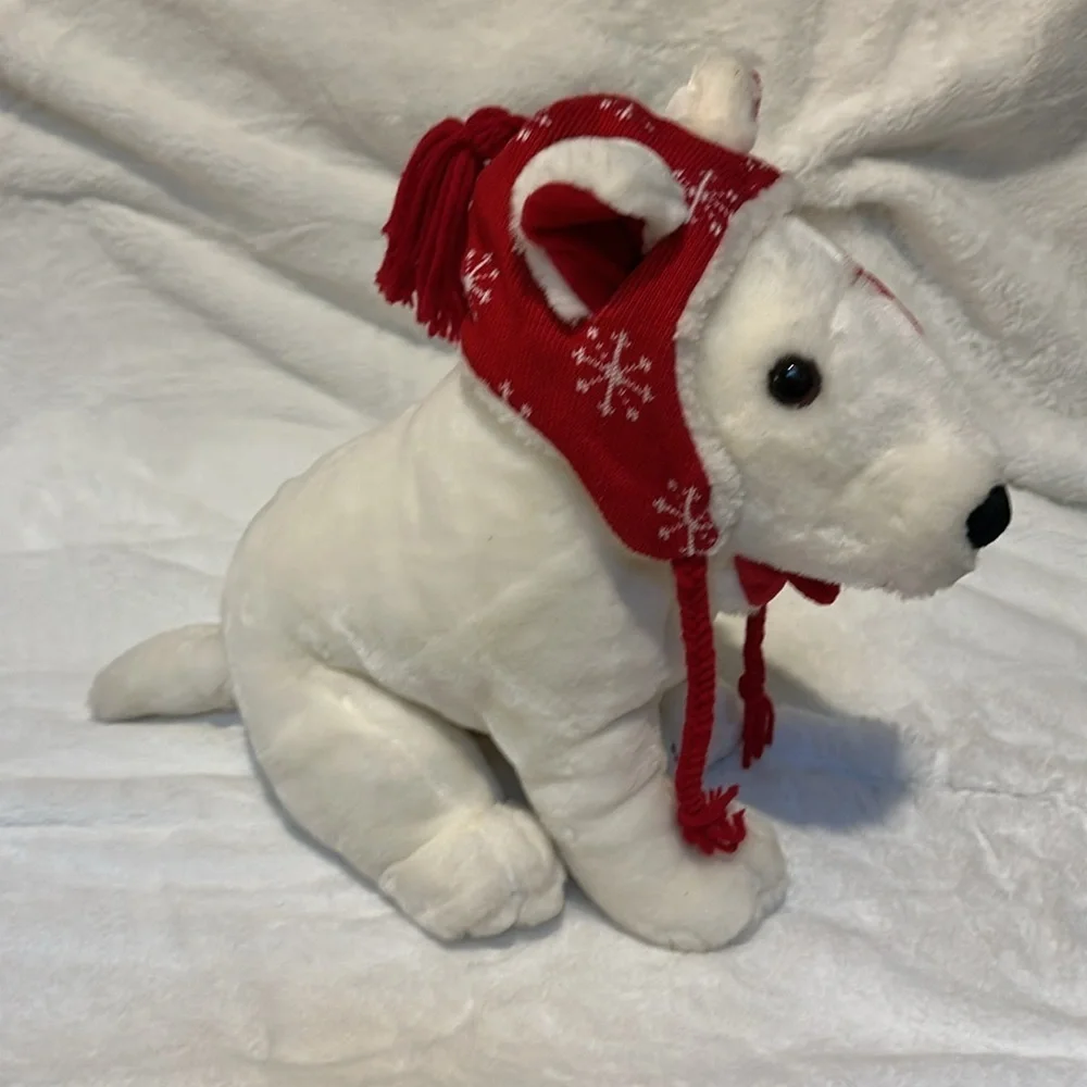 BullsEye the Target Mascot Dog Bull Terrier Plush Stuffed Dog  DHC Snowflake Hat